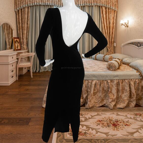 Cache Black Velvet Bodycon Evening Dress S - Picture 5 of 11